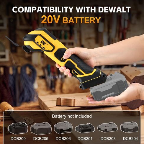 Cordless Oscillating Tool for Dewalt 20V Battery, 6 Variable Speed&3° Oscillation Angle Multi-Tool, 23PCS Tool Kit with Quick-Lock accessory change for Scraping, Sanding, Cutting Wood(Tool Only)yellow in Saudi Arabia