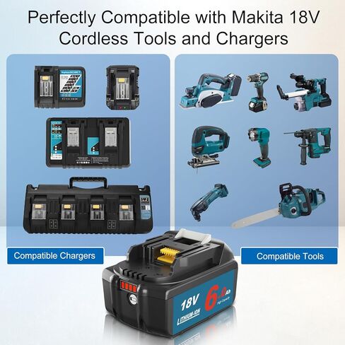 BL1860B Replacement Battery for Makita 18V Battery 6.0Ah Compatible with Makita 18V Lithium ion Battery BL1815 BL1860B BL1860 BL1850 BL1850B BL1840 BL1830 Compatible with Makita 18 Volt Chargers Blue in Kuwait