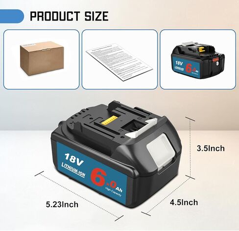 BL1860B Replacement Battery for Makita 18V Battery 6.0Ah Compatible with Makita 18V Lithium ion Battery BL1815 BL1860B BL1860 BL1850 BL1850B BL1840 BL1830 Compatible with Makita 18 Volt Chargers Blue in Kuwait