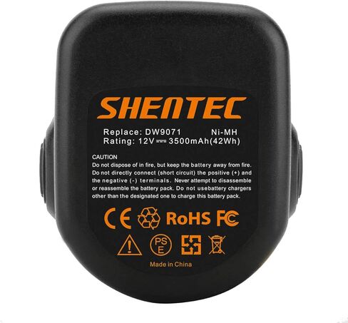 بطارية بديلة Shentec 2-Pack 3500mAh 12V متوافقة مع Dewalt DW9071 DW9072 DC9071 DE9037 DE9071 DE9072 DE9074 DE9075 152250-27 397745-01، بطارية Ni-MH in Kuwait