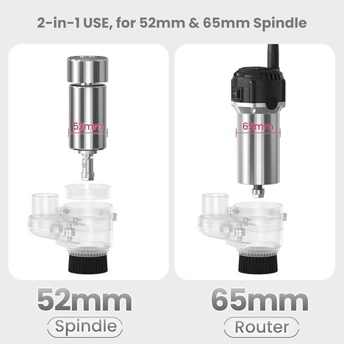 2-in-1 65mm & 52mm CNC Dust Shoe, Compatible with Most 65mm/52mm Spindle Motor Router, Hose Adapter 38mm (1.5″) in Kuwait