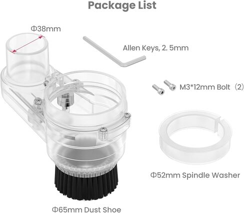 2-in-1 65mm & 52mm CNC Dust Shoe, Compatible with Most 65mm/52mm Spindle Motor Router, Hose Adapter 38mm (1.5″) in Kuwait