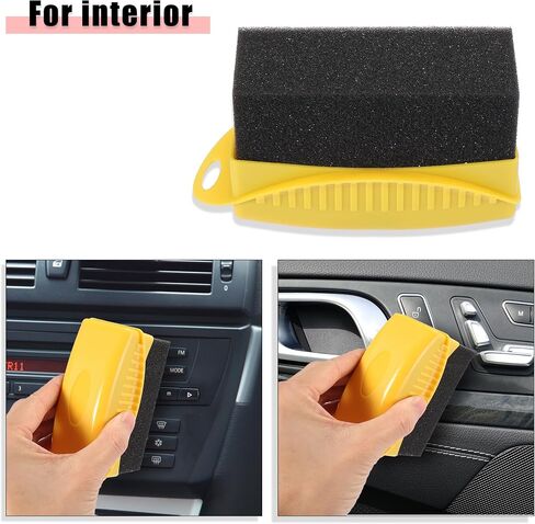 X AUTOHAUX 4X Tire Tyre Wheel Rim Trim Contour Detailing Dressing Shine Applicator Pad Sponge Foam Brush for Car Truck Tires Waxing Polishing Cleaning Wipe Washing with Lid No Handle Black in Saudi Arabia