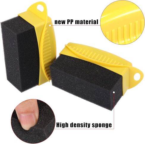 X AUTOHAUX 4X Tire Tyre Wheel Rim Trim Contour Detailing Dressing Shine Applicator Pad Sponge Foam Brush for Car Truck Tires Waxing Polishing Cleaning Wipe Washing with Lid No Handle Black in Saudi Arabia