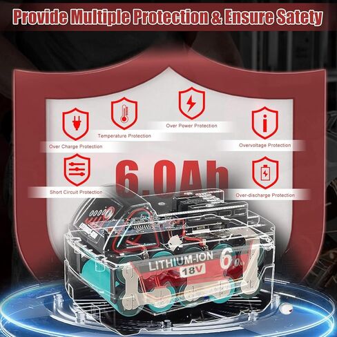 18V 6.0Ah Replacement for Milwaukee M18 Battery Lithium XC Compatible with 48-11-1815 48-11-1820 48-11-1840 48-11-1850 48-11-1860 Cordless Power Tools 4Pack in Kuwait