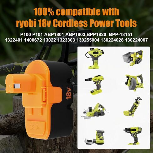 2 حزمة ترقية إلى 3600 مللي أمبير Ni-Mh بديلة لبطارية Ryobi 18V متوافقة مع بطارية Ryobi 18 فولت P100 P101 ABP1801 ABP1803 BPP1820 130224028 130224007 أدوات كهربائية لاسلكية 18 فولت (أصفر) in Kuwait
