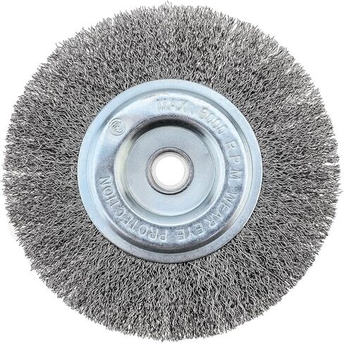 عجلة سلكية 6 بوصة لمطحنة مقاعد البدلاء مع فرشاة عجلة سلكية عالية الكربون مقاس 5/8 بوصة خشنة 0.012 بوصة in Kuwait