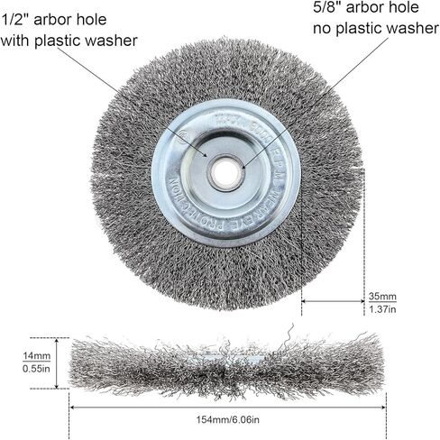 عجلة سلكية 6 بوصة لمطحنة مقاعد البدلاء مع فرشاة عجلة سلكية عالية الكربون مقاس 5/8 بوصة خشنة 0.012 بوصة in Kuwait