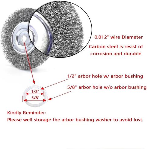 عجلة سلكية 6 بوصة لمطحنة مقاعد البدلاء مع فرشاة عجلة سلكية عالية الكربون مقاس 5/8 بوصة خشنة 0.012 بوصة in Kuwait