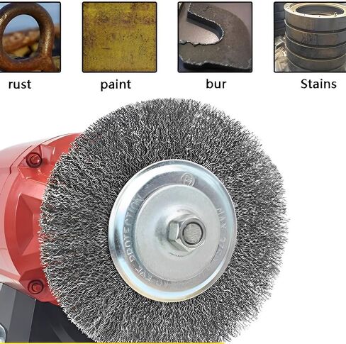 عجلة سلكية 6 بوصة لمطحنة مقاعد البدلاء مع فرشاة عجلة سلكية عالية الكربون مقاس 5/8 بوصة خشنة 0.012 بوصة in Kuwait