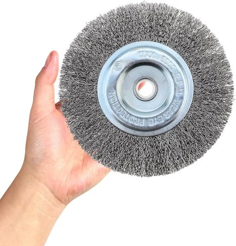 عجلة سلكية 6 بوصة لمطحنة مقاعد البدلاء مع فرشاة عجلة سلكية عالية الكربون مقاس 5/8 بوصة خشنة 0.012 بوصة in Kuwait