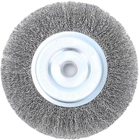 عجلة سلكية 6 بوصة لمطحنة مقاعد البدلاء مع فرشاة عجلة سلكية عالية الكربون مقاس 5/8 بوصة خشنة 0.012 بوصة in Kuwait