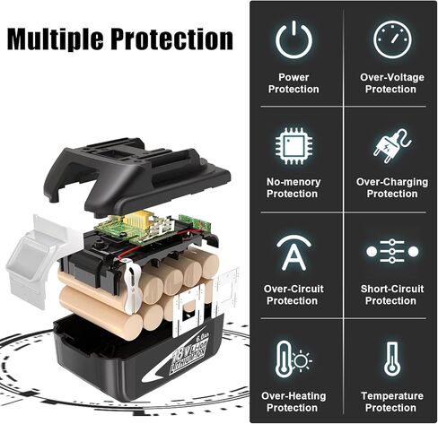 4-حزمة بطارية بديلة مطورة 6.0 أمبير 18 فولت BL1860B لماكيتا 18 فولت متوافقة مع بطارية ماكيتا 18 فولت ليثيوم BL1860B BL1860 BL1850B BL1850 BL1840 BL1830B BL1830 BL1815 أدوات كهربائية لاسلكية in Kuwait