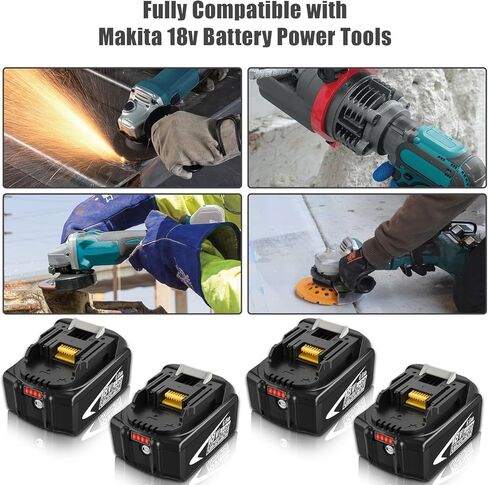 4-حزمة بطارية بديلة مطورة 6.0 أمبير 18 فولت BL1860B لماكيتا 18 فولت متوافقة مع بطارية ماكيتا 18 فولت ليثيوم BL1860B BL1860 BL1850B BL1850 BL1840 BL1830B BL1830 BL1815 أدوات كهربائية لاسلكية in Kuwait