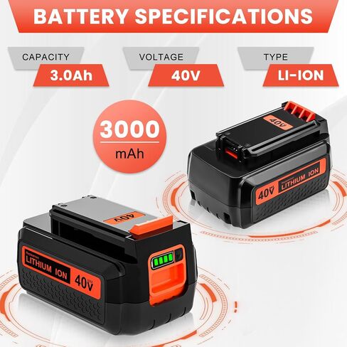 [1 حزمة بطارية 40 فولت 3.0 أمبير متوافقة مع بطارية بلاك اند ديكر 40 فولت LBX2040 LBXR36 LSW36 LBXR2036 LBX2540 LST540 LCS1240 LBX1540 بطارية 40 فولت in Kuwait