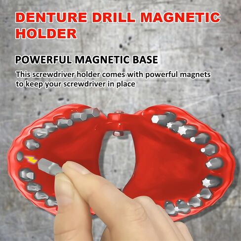 Denture Drill Bit Set with 28 Pieces | Hex Bit Organizer for 0.3 Inch/75 mm Screwdriver Bits and Drive Bit Adapter -(Red) in Kuwait