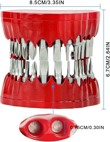 Denture Drill Bit Set with 28 Pieces | Hex Bit Organizer for 0.3 Inch/75 mm Screwdriver Bits and Drive Bit Adapter -(Red) in Kuwait