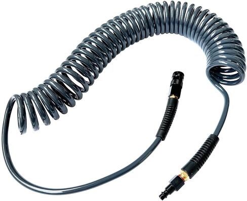 خرطوم ضاغط الهواء من البولي يوريثين SANFU مقاس 1/4 بوصة معرف × 25 قدمًا طويل الذيل مع مقيد الانحناء، 145 رطل لكل بوصة مربعة، تركيبات MNPT 1/4 بوصة من الألومنيوم العالمي 3 في 1 مقرنة وقابس، رمادي (25 بوصة) in Kuwait