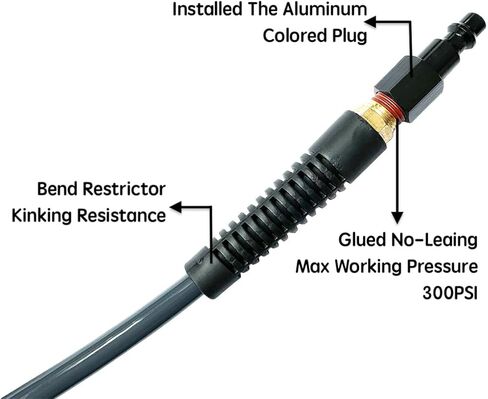 خرطوم ضاغط الهواء من البولي يوريثين SANFU مقاس 1/4 بوصة معرف × 25 قدمًا طويل الذيل مع مقيد الانحناء، 145 رطل لكل بوصة مربعة، تركيبات MNPT 1/4 بوصة من الألومنيوم العالمي 3 في 1 مقرنة وقابس، رمادي (25 بوصة) in Kuwait