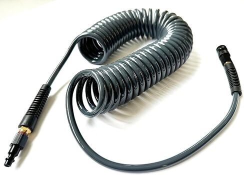 خرطوم ضاغط الهواء من البولي يوريثين SANFU مقاس 1/4 بوصة معرف × 25 قدمًا طويل الذيل مع مقيد الانحناء، 145 رطل لكل بوصة مربعة، تركيبات MNPT 1/4 بوصة من الألومنيوم العالمي 3 في 1 مقرنة وقابس، رمادي (25 بوصة) in Kuwait