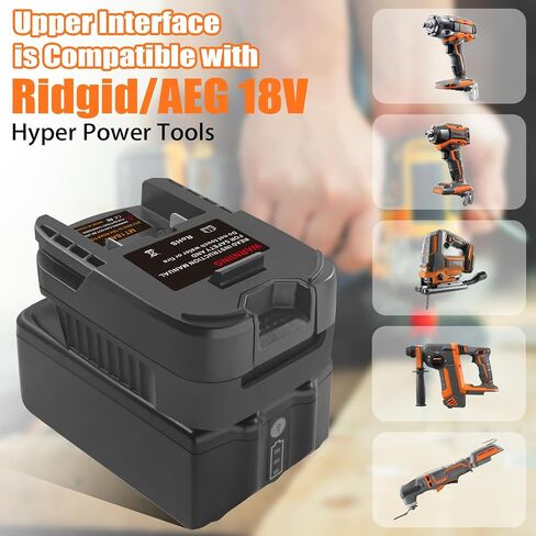 Adapter Convert for DeWalt/for Milwaukee to Ridgid AEG, DM18AR Battery Converter for DeWalt 20V&for Milwaukee M18 18V Lithium Battery to Work with for Ridgid AEG 18V Hyper Li-ion Power Tools in Saudi Arabia