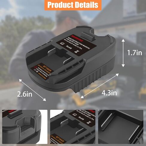 Adapter Convert for DeWalt/for Milwaukee to Ridgid AEG, DM18AR Battery Converter for DeWalt 20V&for Milwaukee M18 18V Lithium Battery to Work with for Ridgid AEG 18V Hyper Li-ion Power Tools in Saudi Arabia