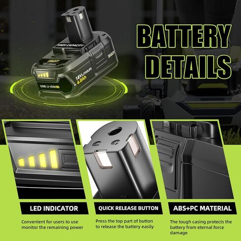 2Packs P108 6.0Ah Replacement for Ryobi 18V Battery Lithium P104 P105 P102 P103 P107 P109 P108 Compatible with Ryobi Battery 18Volt Cordless Tools in Saudi Arabia