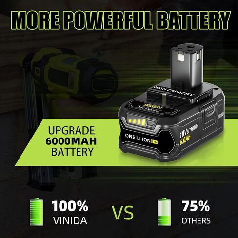 2Packs P108 6.0Ah Replacement for Ryobi 18V Battery Lithium P104 P105 P102 P103 P107 P109 P108 Compatible with Ryobi Battery 18Volt Cordless Tools in Saudi Arabia