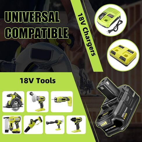 2Packs P108 6.0Ah Replacement for Ryobi 18V Battery Lithium P104 P105 P102 P103 P107 P109 P108 Compatible with Ryobi Battery 18Volt Cordless Tools in Saudi Arabia