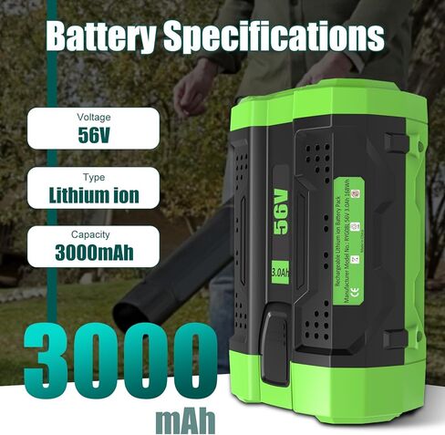 【1-Pack 56V 3000mAh】Replacemet Battery for EGO 56V Battery Compatible with EGO Bettery 56 Volts Cordless Power Tools BA2800 BA2800T BA4200 BA4200T BA1400 BA1400T BA2240 BA1120 Lithium Battery in Kuwait