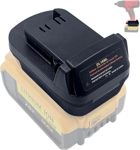محول لبطارية ديوالت إلى أدوات ميلووكي، محول بطارية DW18ML تحويل لبطارية ليثيوم ديوالت 20 فولت إلى أداة طاقة لاسلكية ميلووكي 18 فولت (DW18ML) in Saudi Arabia