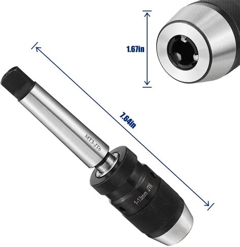 Keyless Drill Chuck MT2 Morse Taper Mount,Lathe Milling and Drilling Machine 3-Jaw for Portable Drills,Bench Drills,Milling Machines,Lathes,Etc.Adjustable 1/32"-1/2" (1mm-13mm) in Saudi Arabia