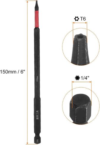 5 قطعة تأثير صعبة توركس مثقاب الخشب T25 6 "طول 1/4" عرافة عرقوب S2 الصلب المغناطيسي إدراج ستار 6 نقطة رئيس مفك بت in Kuwait