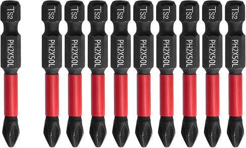 Biaungdo 10 Pcs Magnetic PH2 Phillips Bits Set, TS2 Anti Slip Screwdriver Bit Set, #2 Phillips Cross slot Screwdriver Bit 2-6Inch Long Anti Slip #2 Bit Impact Driver Bits(50/65/70/90/150mm) in Saudi Arabia