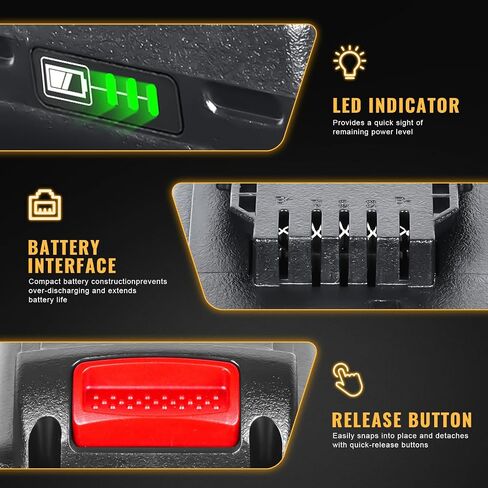 2Pack 20Volt 3.0Ah DCB201 Battery Replacement for Dewalt 20V Battery DCB200 DCB204 DCB206 DCD/DCF/DCG Series Compatible with Dewalt 20V Cordless Power Tools in Saudi Arabia