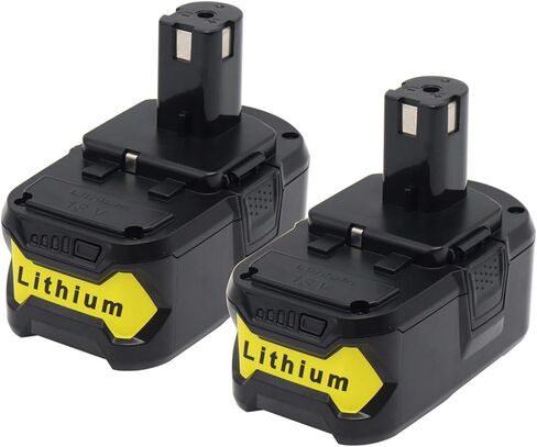 2 حزمة P108 4.0Ah 18V بطارية ليثيوم بديلة، بطارية أدوات كهربائية لاسلكية مع مؤشر LED، متوافقة مع بطارية RYB 18V P104 P105 P100 P102 P103 P107 P109 P122 in Kuwait