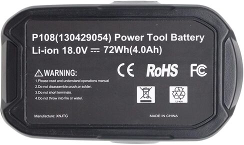 2 حزمة P108 4.0Ah 18V بطارية ليثيوم بديلة، بطارية أدوات كهربائية لاسلكية مع مؤشر LED، متوافقة مع بطارية RYB 18V P104 P105 P100 P102 P103 P107 P109 P122 in Kuwait