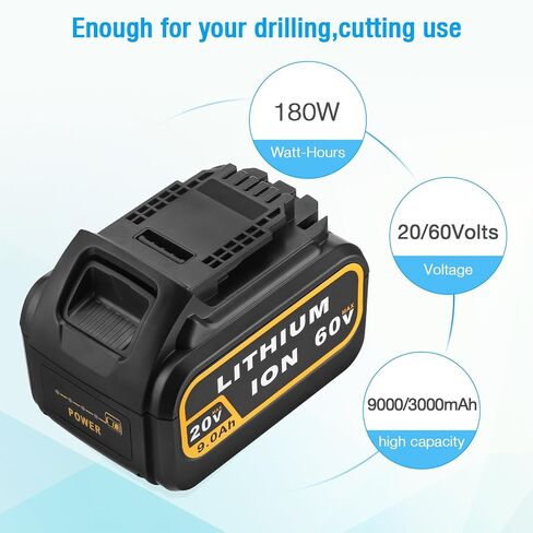 20V 9.0Ah DCB209 Replacement Battery Compatible with Dewalt 20V DCB200 DCD DCF DCG Series Cordless Power Tools with LED Indicator in Saudi Arabia