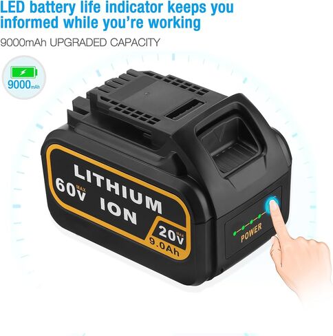 20V 9.0Ah DCB209 Replacement Battery Compatible with Dewalt 20V DCB200 DCD DCF DCG Series Cordless Power Tools with LED Indicator in Saudi Arabia