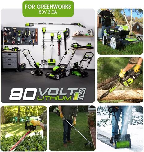 TenHutt 【ترقية】 بطارية بديلة 80 فولت 3.0 أمبير في الساعة لبطارية Greenworks PRO 80V GBA80200 GBA80300 GBA80400 بطارية ليثيوم أيون ذات سعة عالية (فقط لـ GREENWORKS 80V) in Kuwait