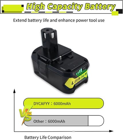 Replacement for Ryobi 18V Battery 18V 6.0Ah Lithium ion 18 Volt Batteries Compatible with Ryobi ONE+ 18V P108 P102 P103 P104 P105 P107 P109 P190 P122 in Saudi Arabia