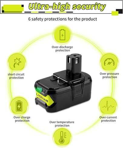 Replacement for Ryobi 18V Battery 18V 6.0Ah Lithium ion 18 Volt Batteries Compatible with Ryobi ONE+ 18V P108 P102 P103 P104 P105 P107 P109 P190 P122 in Saudi Arabia