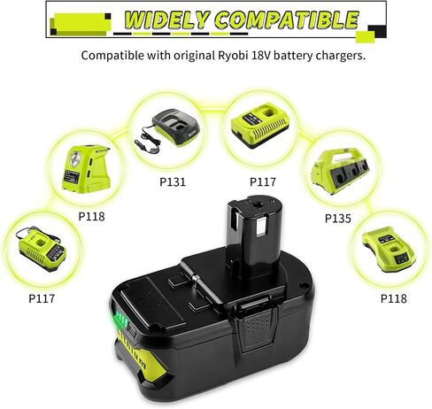 Replacement for Ryobi 18V Battery 18V 6.0Ah Lithium ion 18 Volt Batteries Compatible with Ryobi ONE+ 18V P108 P102 P103 P104 P105 P107 P109 P190 P122 in Saudi Arabia