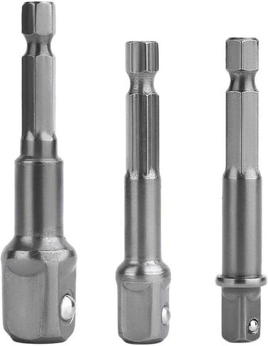 3Pcs 1/4" 3/8" 1/2" Bits Cr-V Hex Shank,Impact Grade Socket Adapter/Extension Set Turns Power Drill Into High Speed Nut Driver,for Cordless Drills Ratchet Extension,Universal Socket Wrench Adapter Set in Saudi Arabia