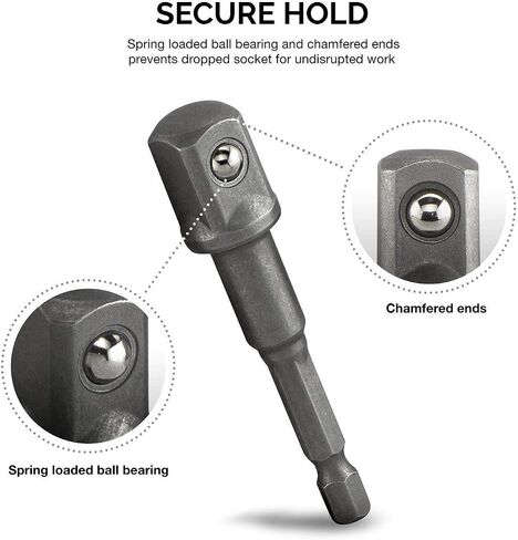3Pcs 1/4" 3/8" 1/2" Bits Cr-V Hex Shank,Impact Grade Socket Adapter/Extension Set Turns Power Drill Into High Speed Nut Driver,for Cordless Drills Ratchet Extension,Universal Socket Wrench Adapter Set in Saudi Arabia