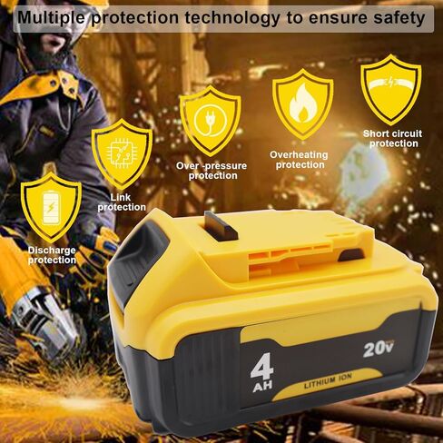لقطعتين لبطارية DeWalt 20v 4.0Ah، استبدل بطارية DeWalt DCB204 20V Max DCB204-2 DCB205 DCB206 DCB204 DCB208 Series المتوافقة مع بطارية Dewalt 20V in Kuwait