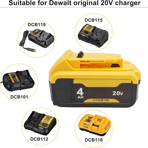 لقطعتين لبطارية DeWalt 20v 4.0Ah، استبدل بطارية DeWalt DCB204 20V Max DCB204-2 DCB205 DCB206 DCB204 DCB208 Series المتوافقة مع بطارية Dewalt 20V in Kuwait