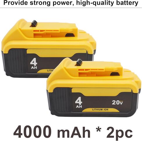 لقطعتين لبطارية DeWalt 20v 4.0Ah، استبدل بطارية DeWalt DCB204 20V Max DCB204-2 DCB205 DCB206 DCB204 DCB208 Series المتوافقة مع بطارية Dewalt 20V in Kuwait