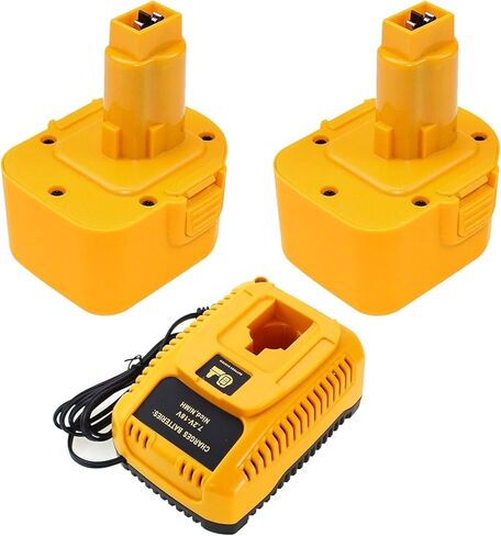 【2Packs Battery 12V 3.6Ah 】Replacemnet Battery and Charger for Dewalt 12V Battery DW9071 DC9072 DE9037 DE9071 DE9072 DE9074 DE9075 Cordless Power Compatible with Dewalt 12 Volt Battery Chargers Yellow in Kuwait