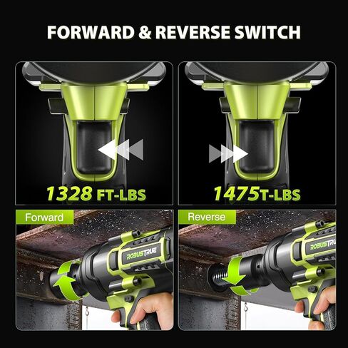 مفتاح ربط تأثير 2000N.m عزم دوران عالٍ، 3/4 إلى 1/2 مسدس تأثير بدون فرش، مفتاح ربط تأثير لاسلكي 1500 قدم رطل بطارية 5.0AH، شاحن سريع، مفتاح ربط كهربائي للشاحنة الثقيلة RV in Kuwait